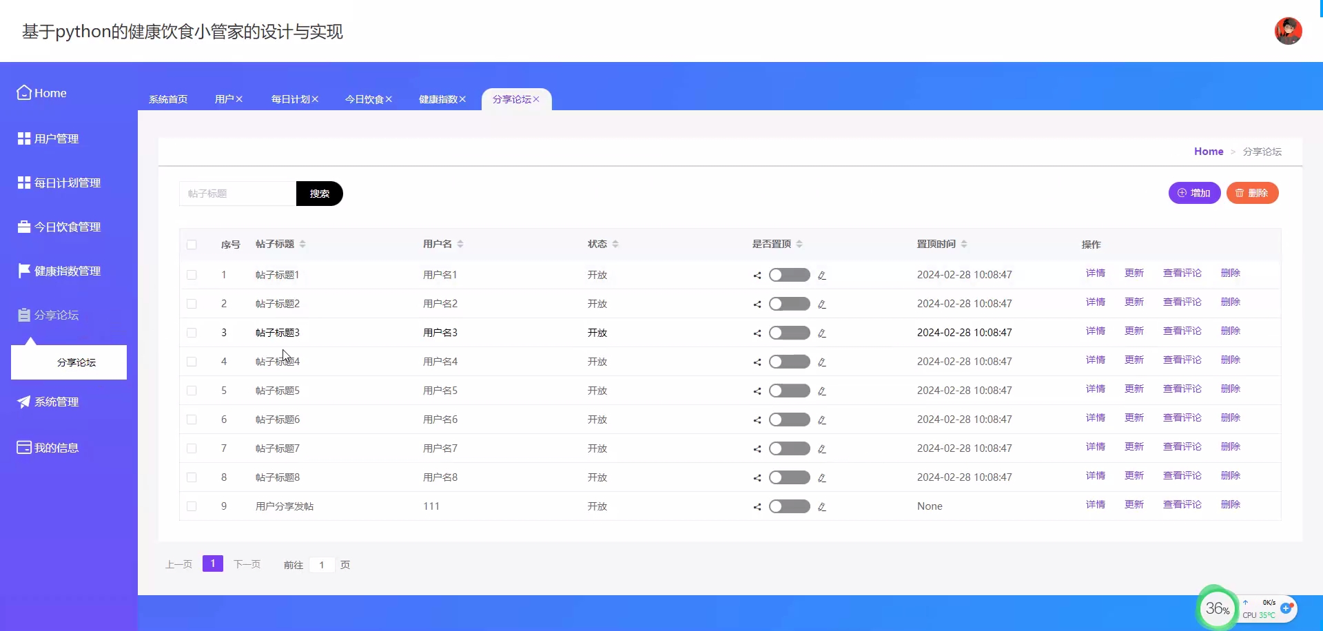 [含文档+PPT+源码等]精品基于Python实现的django健康饮食小管家的设计与实现[包运行成功+永久免费答疑辅导]